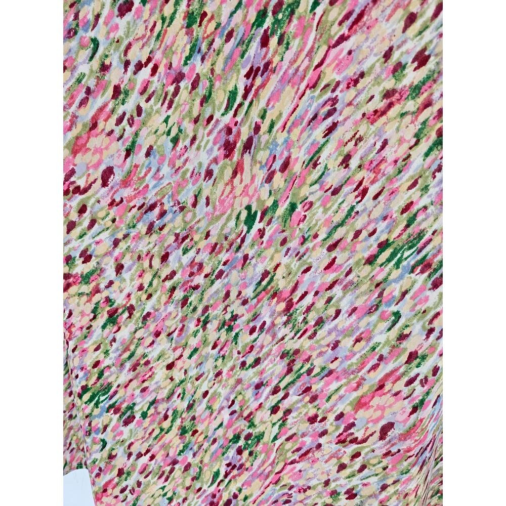 Liz Claiborne Womens Sz 14 Sleeveless Blouse Light Pink Green Abstract Print - Picture 2 of 5